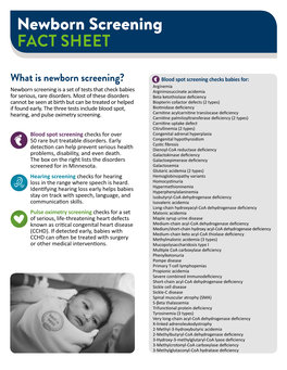 Newborn Screening FACT SHEET