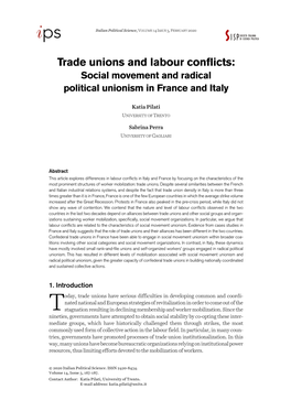 Trade Unions and Labour Conflicts: Social Movement and Radical Political Unionism in France and Italy