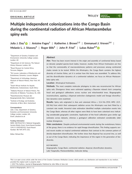 Multiple Independent Colonizations Into the Congo Basin During the Continental Radiation of African Mastacembelus Spiny Eels