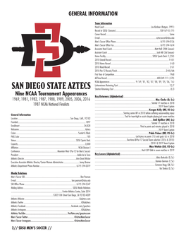 San Diego State Aztecs Starters Returning/Lost