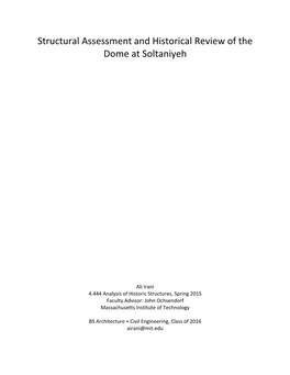 Structural Assessment and Historical Review of the Dome at Soltaniyeh
