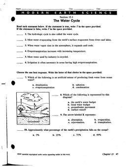 The Water' Cycle