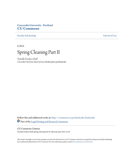 Spring Cleaning Part II Tenielle Fordyce-Ruff Concordia University School of Law, Tfordyce@Cu-Portland.Edu