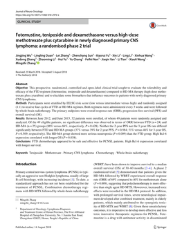 Fotemustine, Teniposide and Dexamethasone Versus High-Dose Methotrexate Plus Cytarabine in Newly Diagnosed Primary CNS Lymphoma: a Randomised Phase 2 Trial