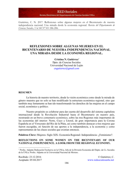 Reflexiones Sobre Algunas Mujeres En El Bicentenario De Nuestra Independencia Nacional. Una Mirada Desde La Economía Regional