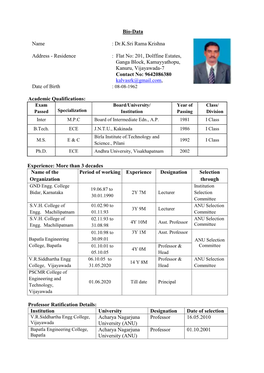 Dr.K.Sri Rama Krishna Address