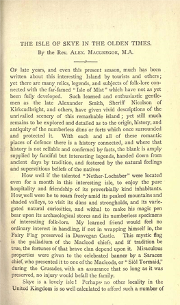 THE ISLE of SKYE in the OLDEN TIMES. by the Rev