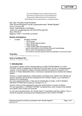 Revised Proposal to Encode a Punctuation Mark "Double Hyphen"