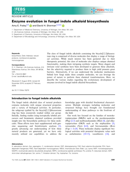 Enzyme Evolution in Fungal Indole Alkaloid Biosynthesis Amy E