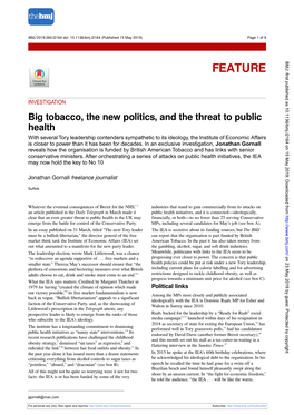 Big Tobacco, the New Politics, and the Threat to Public Health