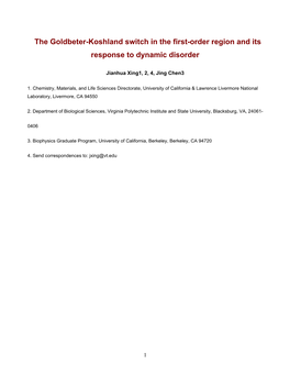 The Goldbeter-Koshland Switch in the First-Order Region and Its Response to Dynamic Disorder