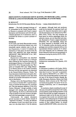 Bedjanlc, 2006; Bedjanlc Et Al„ 2007; Lankanensis Having the Priority (ICZN, 1999