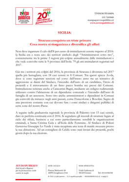 SICILIA: Siracusa Conquista Un Triste Primato Cosa Nostra Si Riorganizza E Diversifica Gli Affari