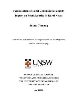 Feminisation of Local Communities and Its Impact on Food Security in Rural Nepal Sujata Tamang