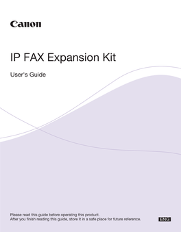 IP FAX Expansion Kit User's Guide