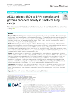 ASXL3 Bridges BRD4 to BAP1 Complex and Governs Enhancer