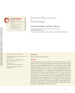 Internet Research in Psychology