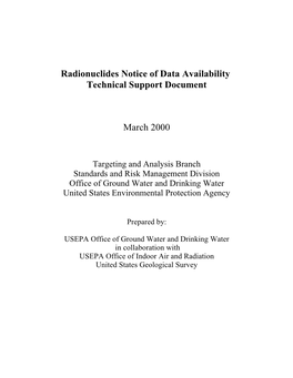 Radionuclides Notice of Data Availability Technical Support Document