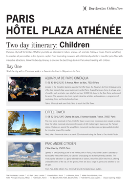 PARIS HÔTEL PLAZA ATHÉNÉE Two Day Itinerary: Children Paris Is a City Built for Families