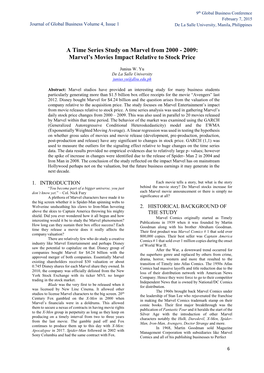 A Time Series Study on Marvel from 2000 - 2009: Marvel’S Movies Impact Relative to Stock Price