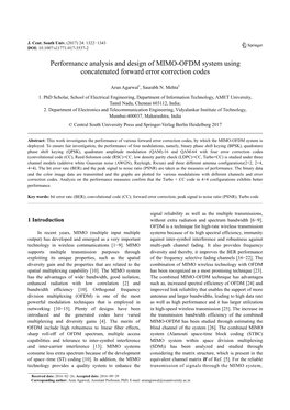 Performance Analysis and Design of MIMO-OFDM System Using Concatenated Forward Error Correction Codes