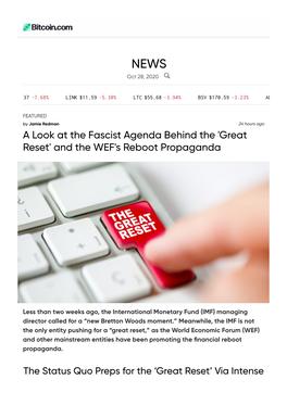A Look at the Fascist Agenda Behind the 'Great Reset' and the WEF's Reboot Propaganda