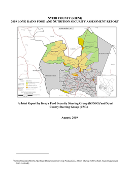 Nyeri County (Kieni) 2019 Long Rains Food and Nutrition Security Assessment Report