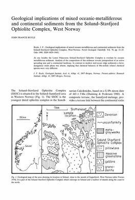 Geological Implications of Mixed Oceanic-Metalliferous and Continental Sediments from the Solund-Stavfjord Ophiolite Complex, West Norway