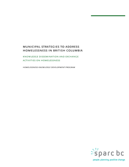 Municipal Strategies to Address Homelessness In