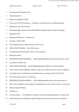 Republic of Mali 3 in the Case of the Prosecutor V. Al Hassan Ag