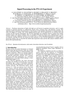 Signal Processing in the PVLAS Experiment