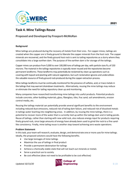 Task 4. Mine Tailings Reuse Proposed and Developed by Freeport-Mcmoran