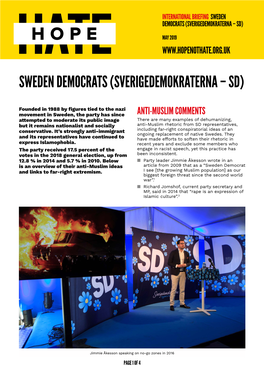 Sweden Democrats (Sverigedemokraterna – SD)