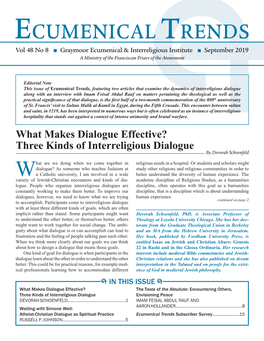Ecumenical Trends Vol 48 No 8 N Graymoor Ecumenical & Interreligious Institute N September 2019 a Ministry of the Franciscan Friars of the Atonement