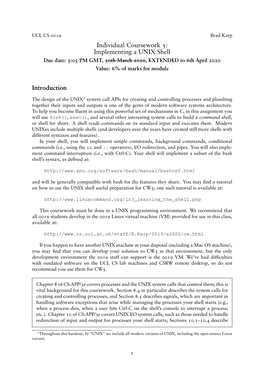 Individual Coursework 5: Implementing a UNIX Shell Introduction