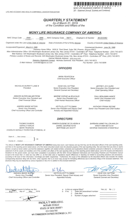 MONY LIFE INSURANCE COMPANY of AMERICA ASSETS Current Statement Date 4 1 2 3 Net Admitted December 31 Nonadmitted Assets Prior Year Net Assets Assets (Cols