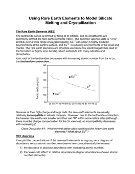 Using Rare Earth Elements to Model Silicate Melting and Crystallization