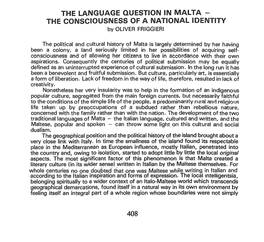 THE LANGUAGE QUESTION in MALTA - the CONSCIOUSNESS of a NATIONAL IDENTITY by OLIVER FRIGGIERI