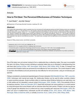 How to Flirt Best: the Perceived Effectiveness of Flirtation Techniques