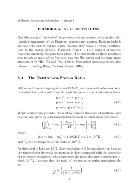 8.1 the Neutron-To-Proton Ratio