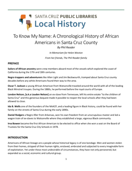 A Chronological History of African Americans in Santa Cruz County