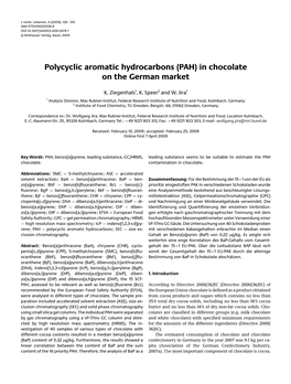 Polycyclic Aromatic Hydrocarbons (PAH) in Chocolate on the German Market