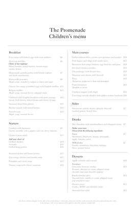 The Promenade Children's Menu