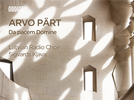 ARVO PÄRT Da Pacem Domine