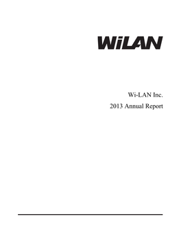 Wi-LAN Inc. 2013 Annual Report