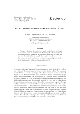 Star Coloring Outerplanar Bipartite Graphs