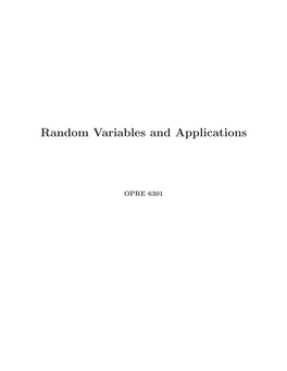 Random Variables and Applications