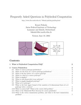 Frequently Asked Questions in Polyhedral Computation