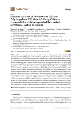 Functionalization of Polyethylene (PE) and Polypropylene (PP) Material Using Chitosan Nanoparticles with Incorporated Resveratrol As Potential Active Packaging