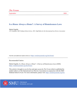 A Survey of Homelessness Laws